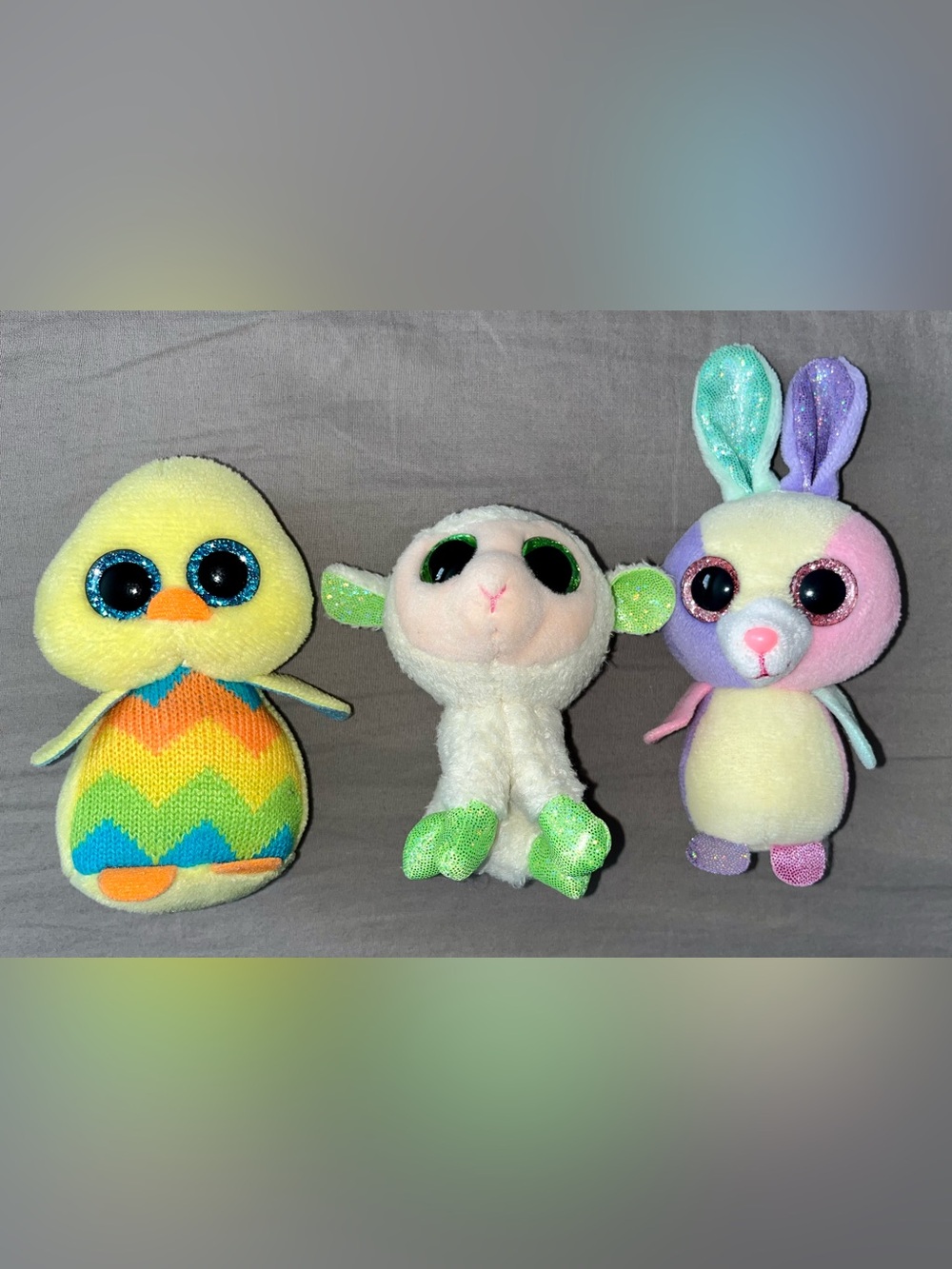 Set of 3 Ty Easter Mini Beanie Boos (Chick, Lamb, Bunny) - EXCELLENT CONDITION